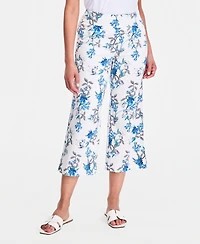 Jm Collection Women's Floral-Print Wide-Leg Capri Pants, Macy's Exclusive