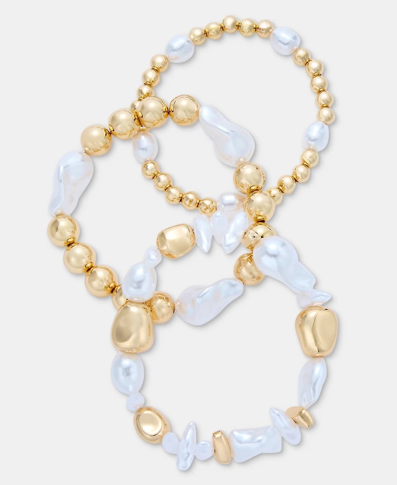 I.n.c. International Concepts 3-Pc. Set Bead & Imitation Pearl Stretch Bracelets, Macy's Exclusive