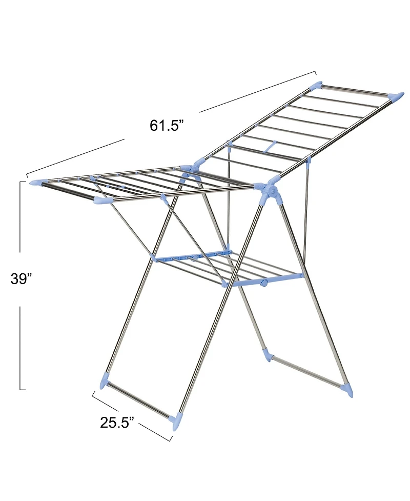 Household Essentials Gullwing Folding Clothes Drying Rack, Silver