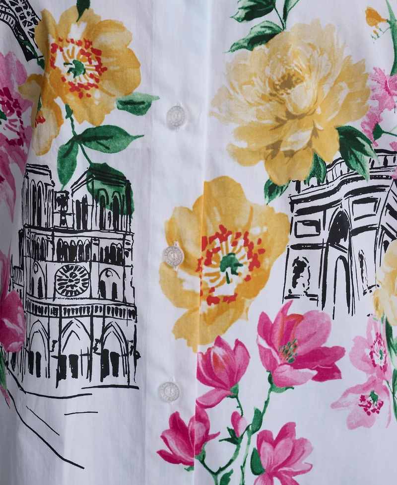 Karl Lagerfeld Paris Plus Floral Short-Sleeve Top