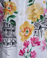 Karl Lagerfeld Paris Plus Floral Short-Sleeve Top