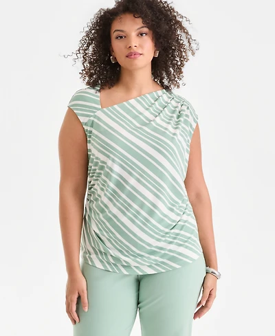 I.n.c. International Concepts Plus Printed Drape Sleeveless Top, Created for Macy's