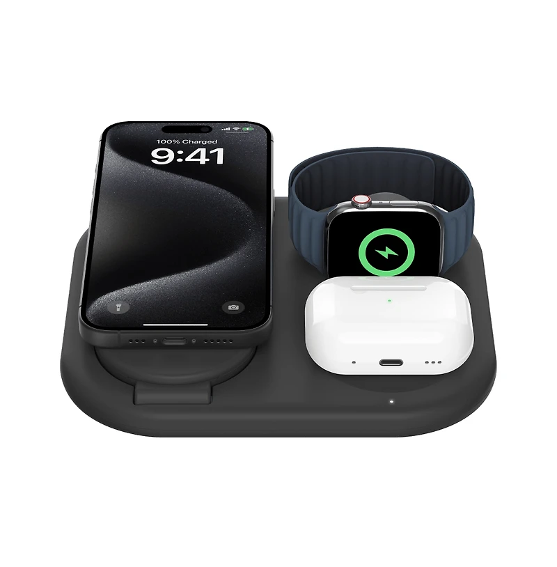 Belkin Qi2 15W 3-in-1 Wireless Pad/Stand - Black