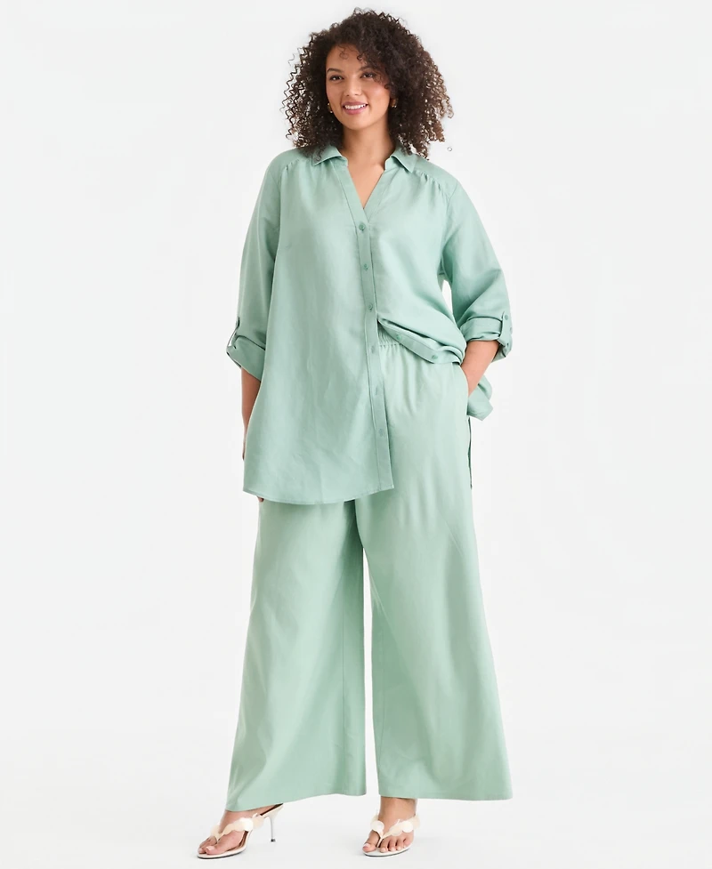 I.n.c. International Concepts Plus Linen-Blend Tunic, Exclusively at Macy's