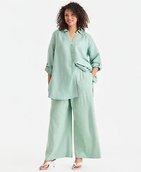 I.n.c. International Concepts Plus Linen-Blend Tunic, Exclusively at Macy's