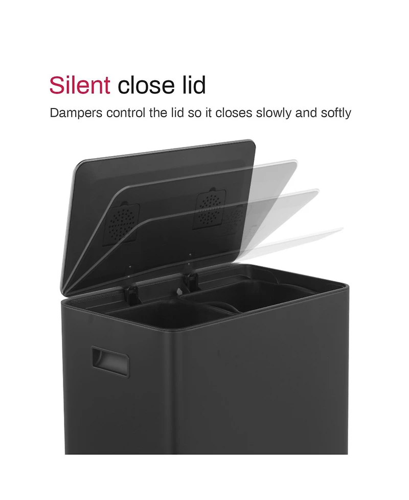 15.6 Gallon Rectangular Stainless Steel Step on With Two 30 Liter Compartments Trash Can