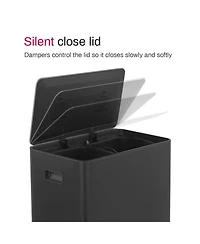 15.6 Gallon Rectangular Stainless Steel Step on With Two 30 Liter Compartments Trash Can