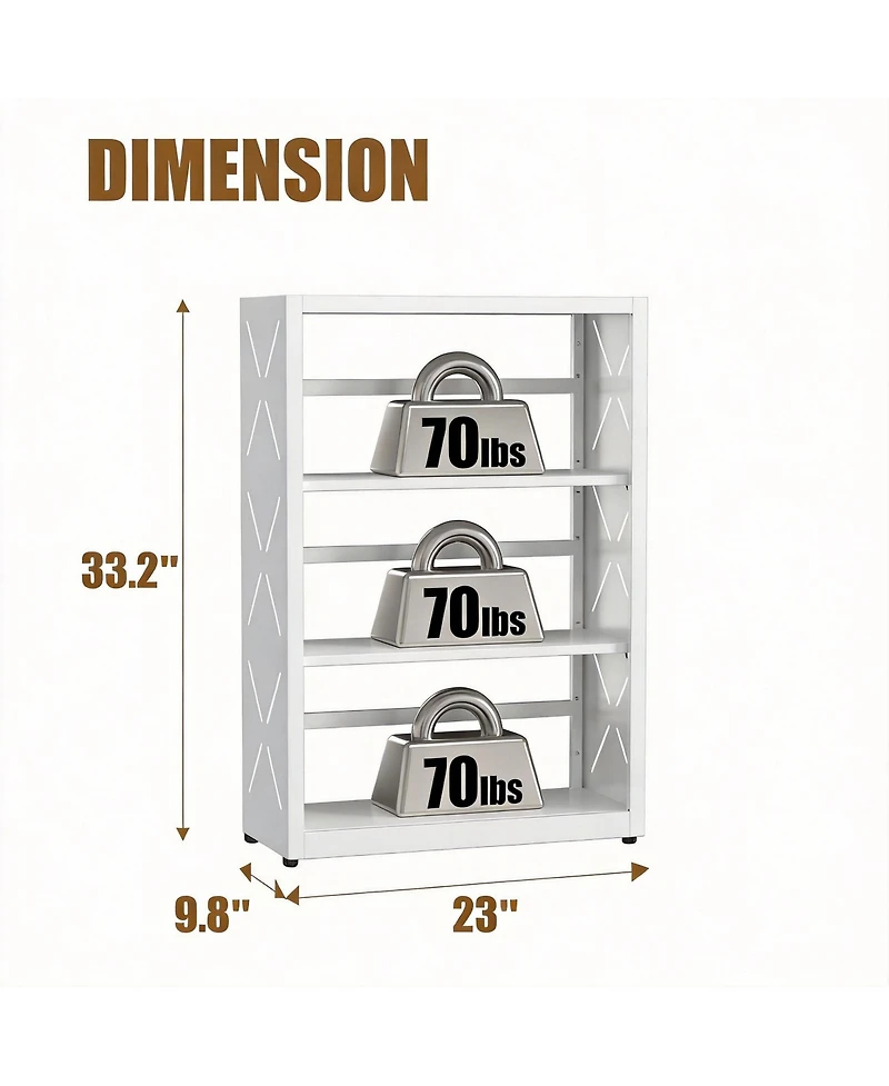Yigii 3-Tier Metal Bookcase with Adjustable Shelves for Home Office