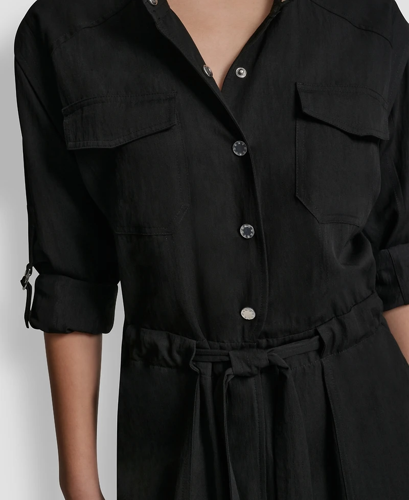 Dkny Women's Adjustable Waist Crewneck Jumpsuit