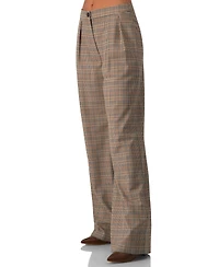 Ivonne Women's Straight Pleated Patterned Trousers Pants