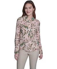 Tommy Hilfiger Women's Slim Fit Floral Collared Blouse