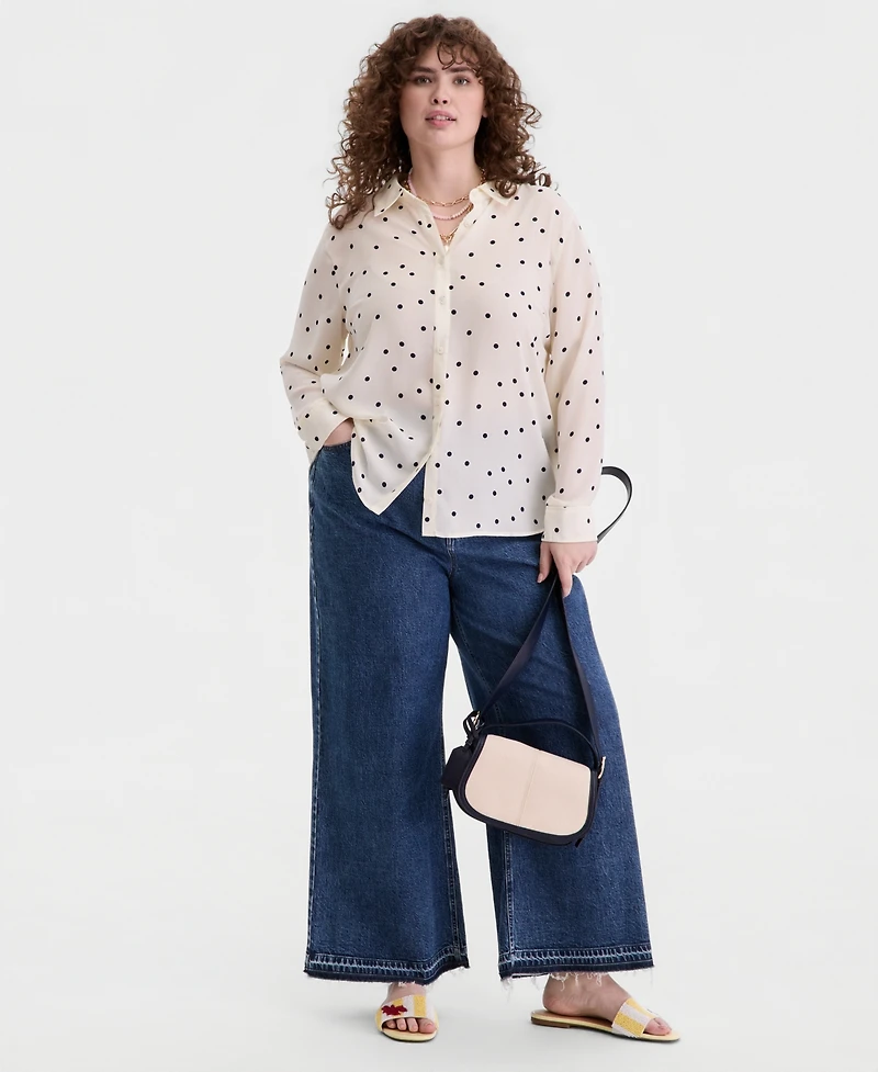 On 34th Trendy Plus Marjorie Dot Silky Shirt, Macy's Exclusive
