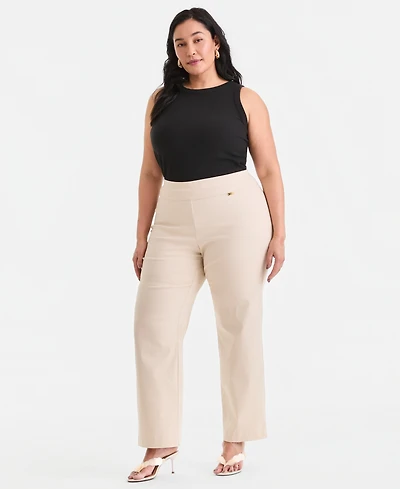 I.n.c. International Concepts Plus Mid-Rise Pull-On Straight-Leg Pants