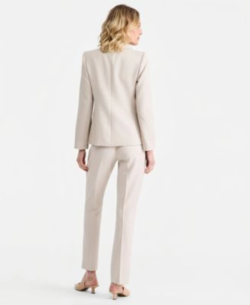 Tahari Asl Single Button Blazer Tie Front Top Straight Pants