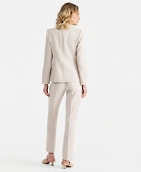 Tahari Asl Single Button Blazer Tie Front Top Straight Pants