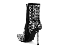 Gem Blaze Patterned Rhinestones Detail Stiletto Boots