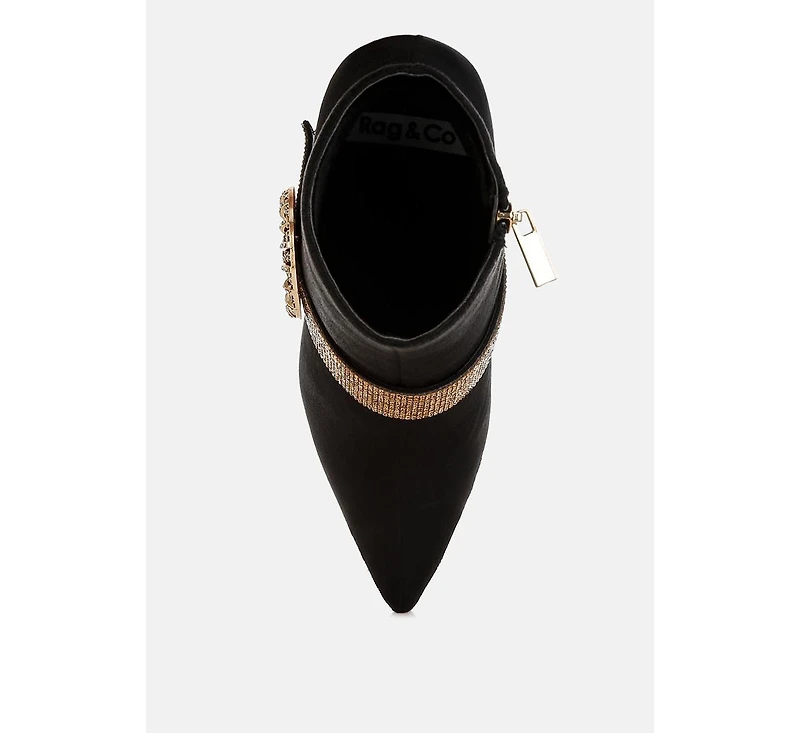 Asagao Diamante & Rhinestones Strap Boots