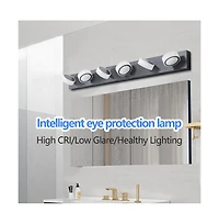 Busdays 45" Modern 6-Light Led Vanity Light, Sleek Black Bathroom Wall Light Fixture for Mirror, Shower, and Bathroom Decor