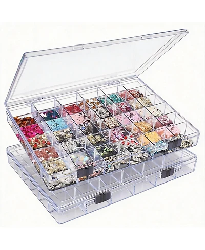 Yigii 2 Pack Clear 36-Grid Organizer for Small Jewelry, Beads, & Supplies