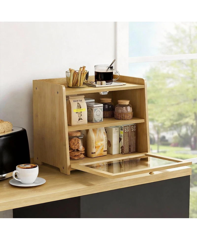 Yigii Bamboo Bread Box: Modern Design, Versatile Storage