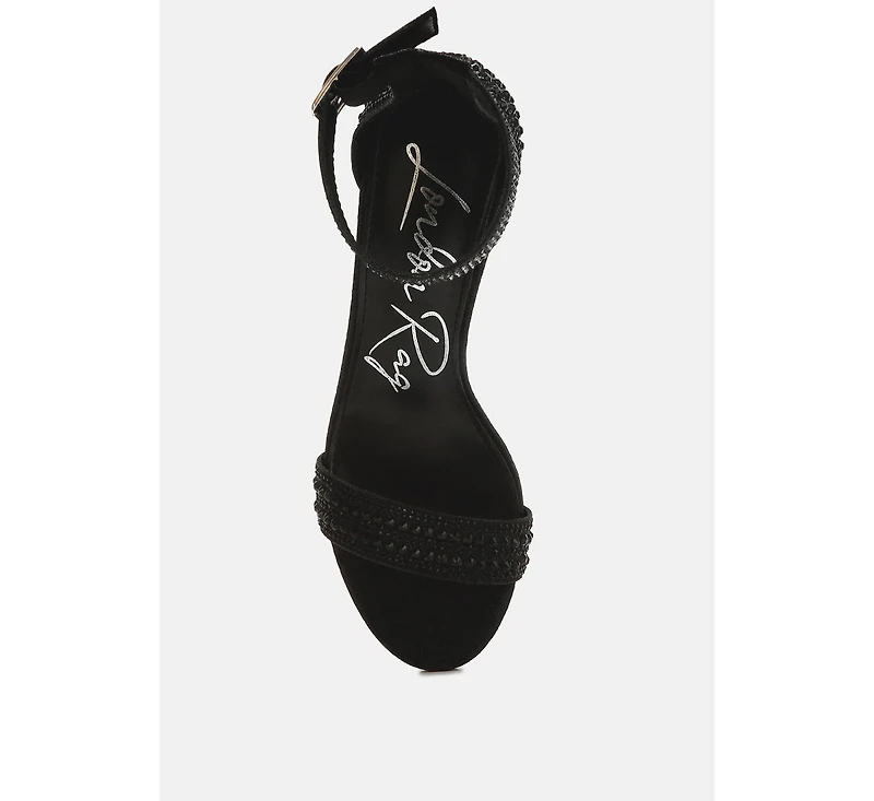 Twerky Rhinestones Embellished Block Sandals