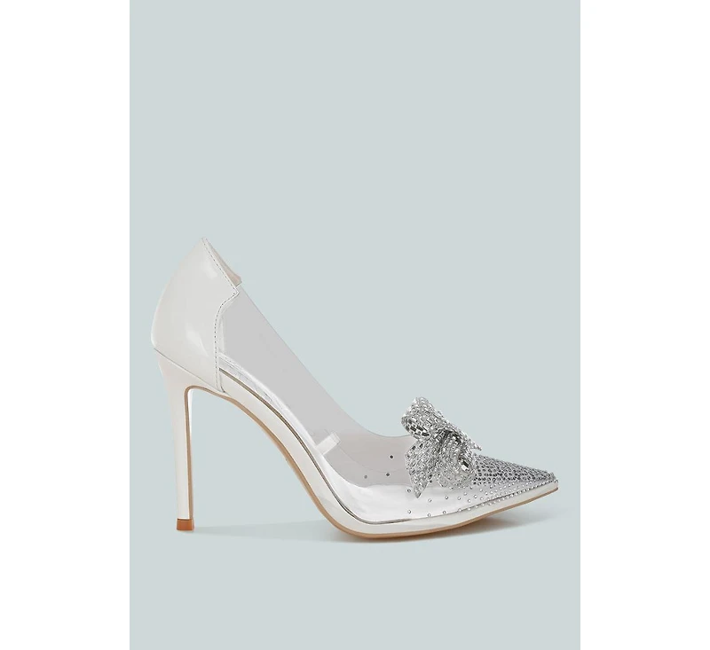 Women Erika Rhinestones Embellished Clear Pump Shoes