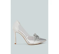 Women Erika Rhinestones Embellished Clear Pump Shoes
