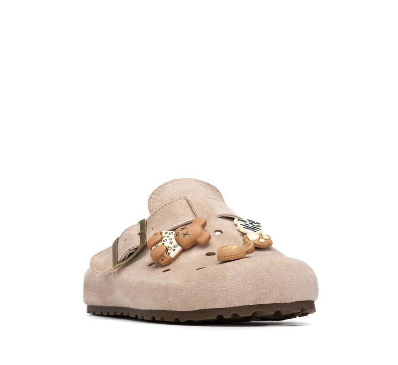 Xti Women's Suede Clogs With Teddy Bear Charms