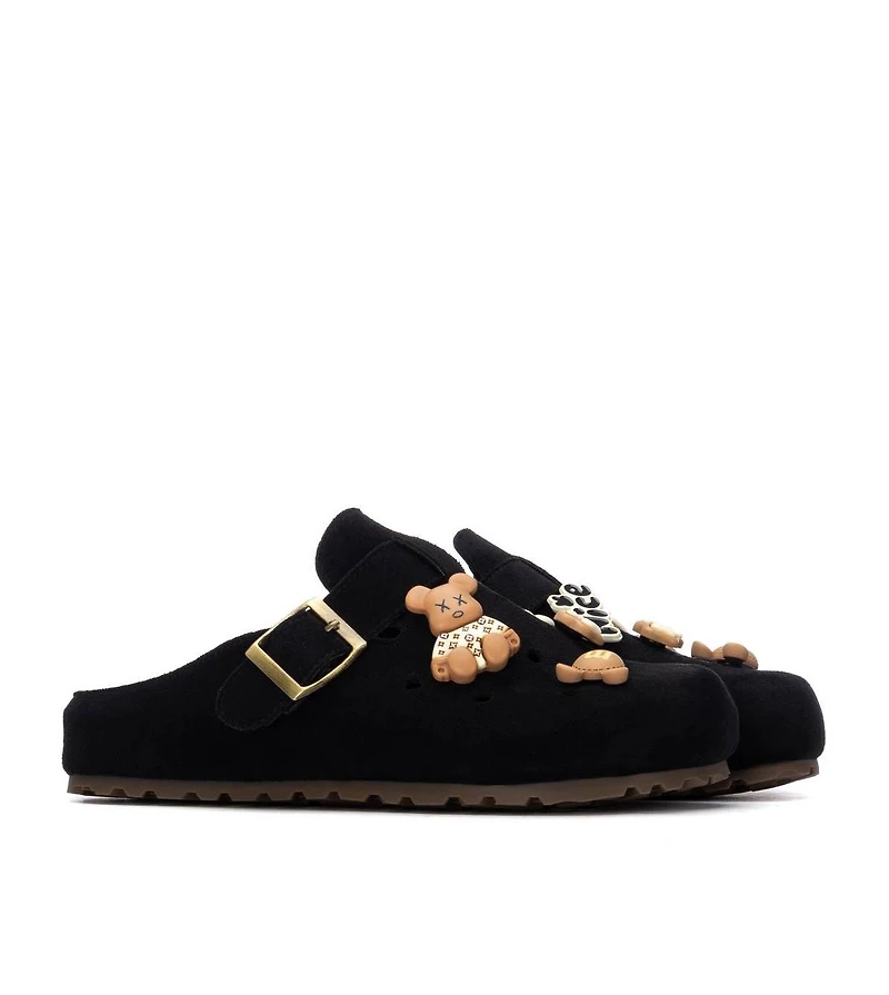 Xti Women's Suede Clogs With Teddy Bear Charms