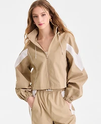 Bar Iii Women's Nylon Hooded Track Jacket, Macy's Exclusive