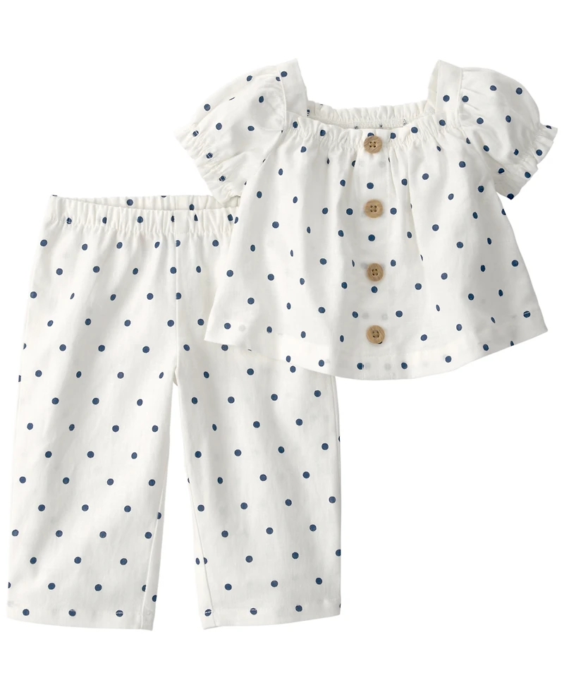 Carter's Baby Girls' Polka Dot Short-Sleeve Top and Pants, 2-Piece Set