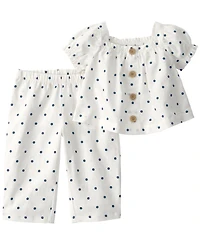 Carter's Baby Girls' Polka Dot Short-Sleeve Top and Pants, 2-Piece Set