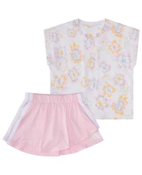 adidas Baby Girls' sleeveless T-Shirt and Skort, 2-Piece Set