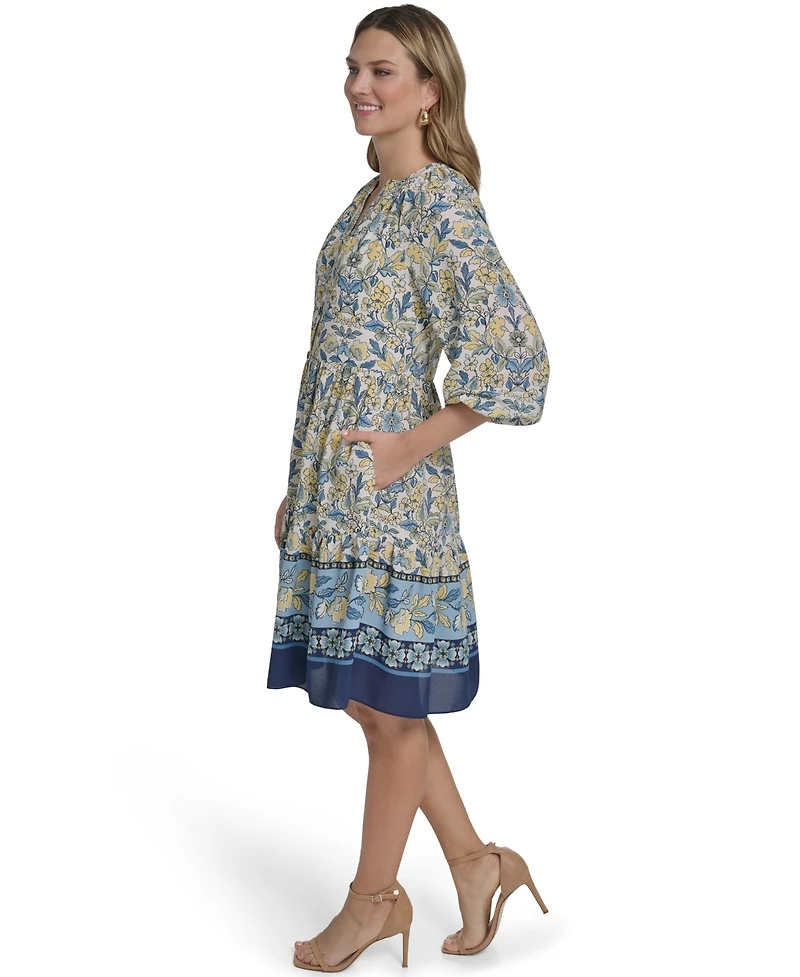 Jessica Howard Women's Button Placket Tiered Short Dress