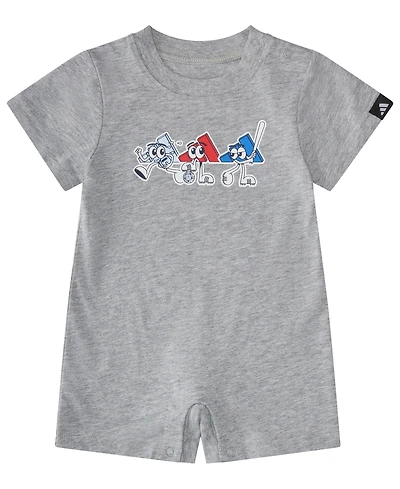 adidas Baby Boys' Short-Sleeve Graphic Shortie Heather Romper