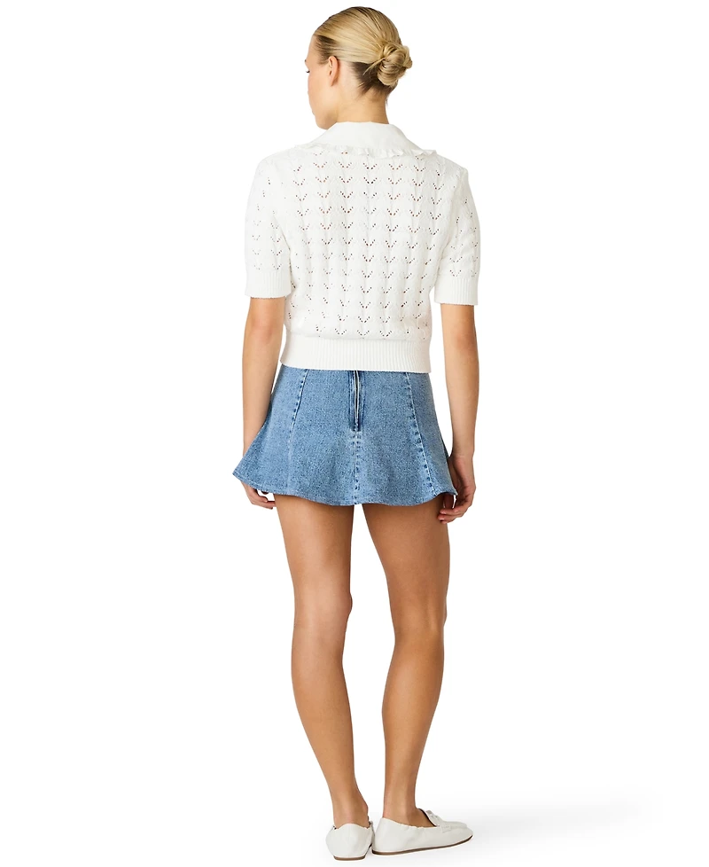 Steve Madden Women's Pilgrim Collar V-Neck Cardigan