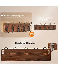 Yigii Heavy Duty Rustic Wall Coat Rack with 5 Metal Hooks