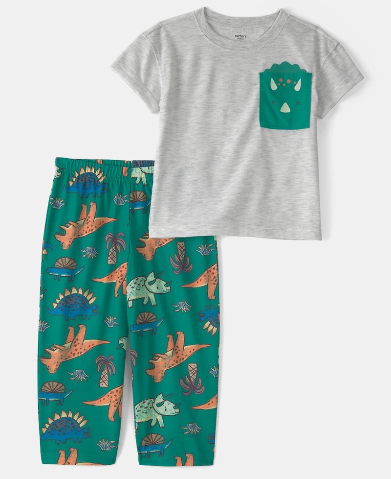 Carter's Boys' Toddler 2T-5T Dinosaur Loose-Fit Top and Pants, 2-Piece Pajama Set