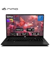 Nimo 15.6" Fhd Ips Student Laptop 16GB Ram 1TB Ssd, 4 Cores 13th Gen Intel N150 3.6GHz Fingerprint Wi-Fi 6