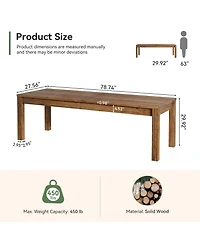 Tribesigns Solid Wood Extra Long Desk 2-Person Desk, 78.7 Inches Double Computer Table, Farmhouse Work Writing Study Workstation