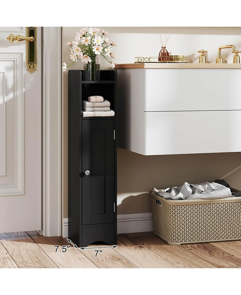 Costway Bathroom Storage Cabinet with Door Toilet Paper Holder Stand for Small Spaces