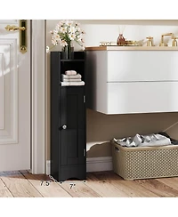 Costway Bathroom Storage Cabinet with Door Toilet Paper Holder Stand for Small Spaces