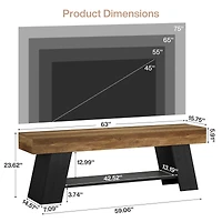 Tribesigns 63" Industrial Tv Stand for 55/65/70 Inch TVs, Rustic Wooden Media Console, Farmhouse Entertainment Center