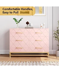 gaomon 6 Dresser Bedroom with Large Capacity, Chest of Drawers Wooden Metal Handle, for Bedroom,Living Room,Hallway and Entryway