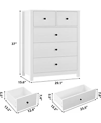 gaomon Dresser for Bedroom, Tall 5 Drawer with Deep Drawers Metal Knobs, Modern Wooden Double Chests of Kids Bedroom