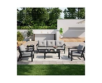Pamapic 7-Piece Hdpe Patio Conversation Seating Set with Cushions
