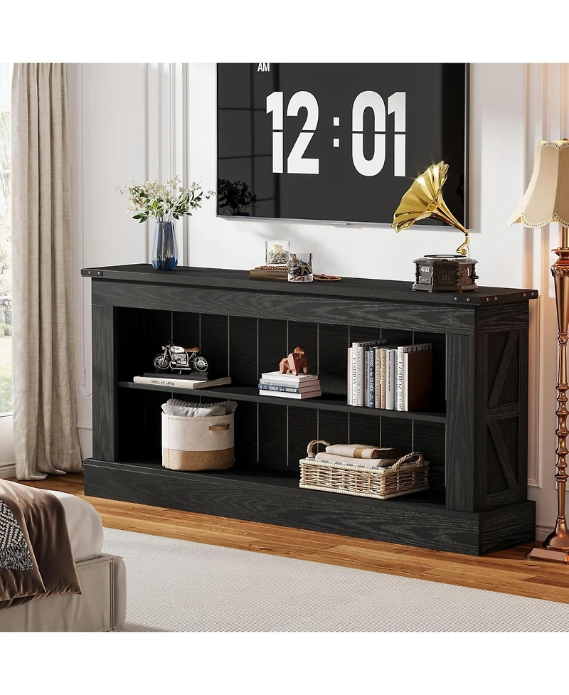 Tribesigns Farmhouse Tv Stand for 70-Inch Tv, 63" Entertainment Center with Storage, Modern Media Console Table