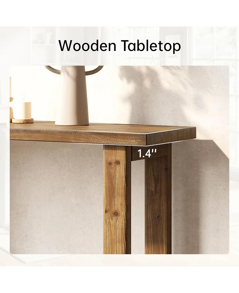 Tribesigns Solid Wood Console Table, 70.9-Inch Extra Long Wooden Sofa Table Behind Couch, Natural Brown