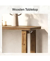Tribesigns Solid Wood Console Table, 70.9-Inch Extra Long Wooden Sofa Table Behind Couch, Natural Brown