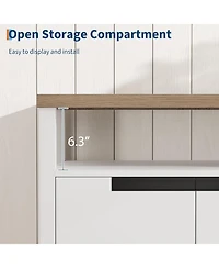 gaomon Farmhouse Tv Stand for Up to 65 Inches, Long Entertainment Center with 4 Door & Open Shelf